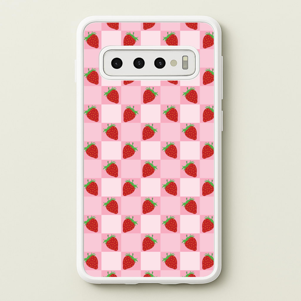 Checkered Strawberries Pattern Phone Case