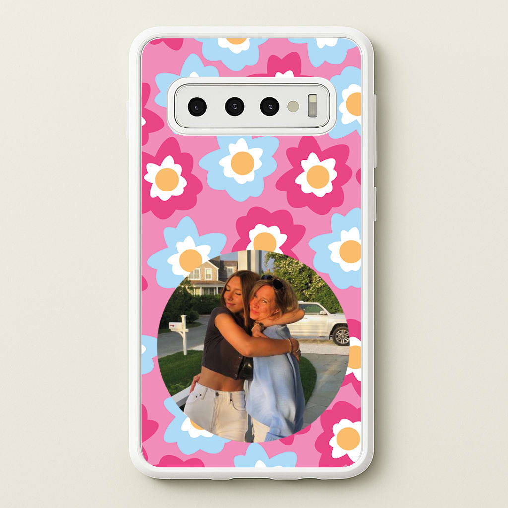 Pink And Blue Flower Pattern - Personalised Mother's Day Phone Case