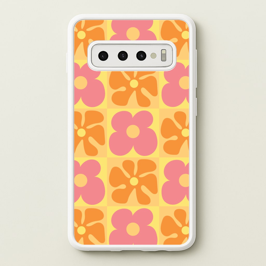 Summer Flowers Checkered Pattern Phone Case
