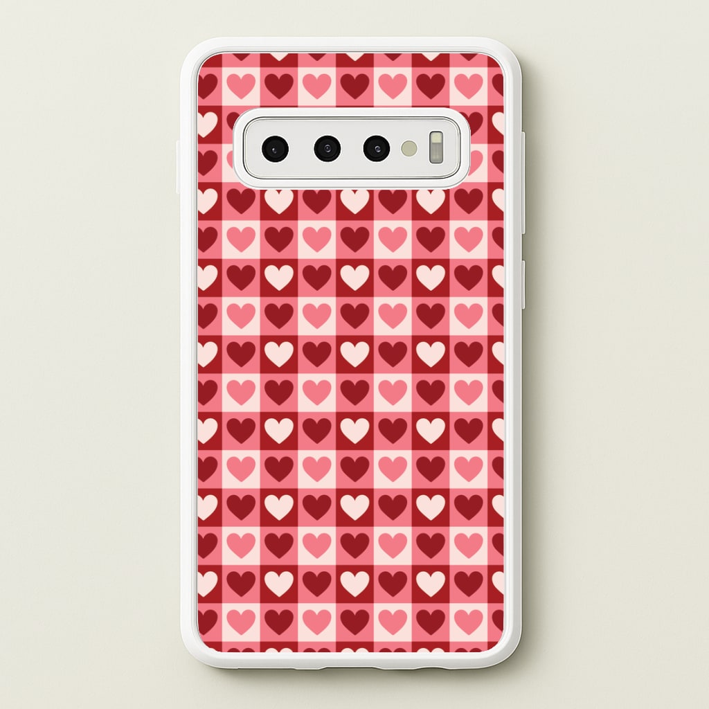 Pink Tartan Love Hearts Pattern Phone Case
