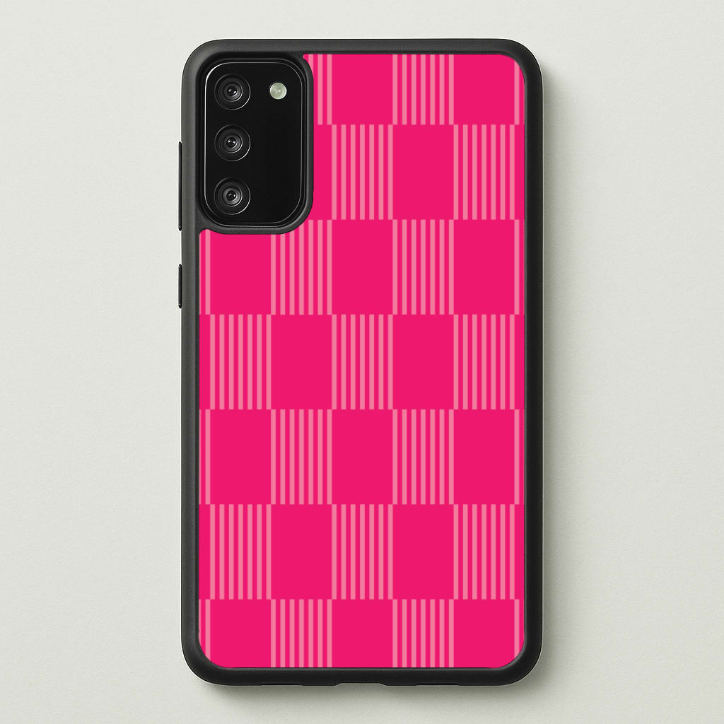 Neon Pink Checkered Abstract Pattern Phone Case - Galaxy S20FE / Standard