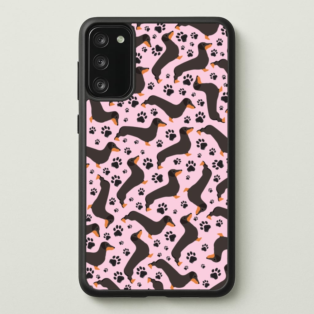 Dachschunds And Paws Pattern Phone Case - Galaxy S20FE / Standard