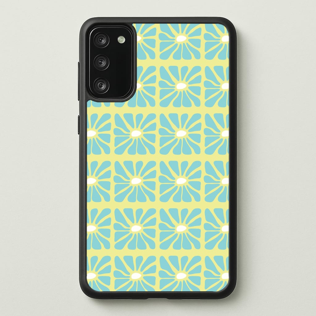 Square Abstract Flowers Blue Phone Case - Galaxy S20FE / Standard