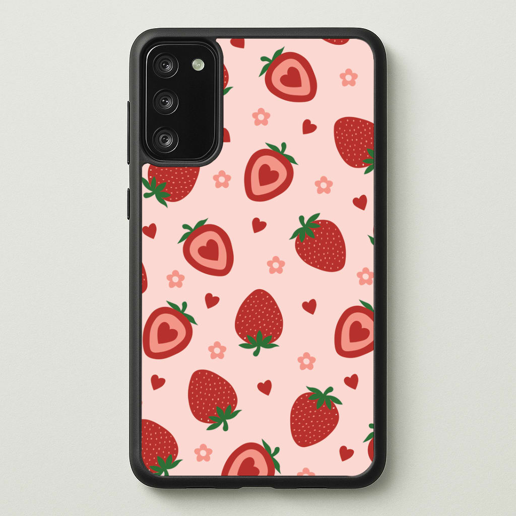 Strawberries And Hearts - Fruit Patterns Phone Case - Galaxy S20FE / Standard