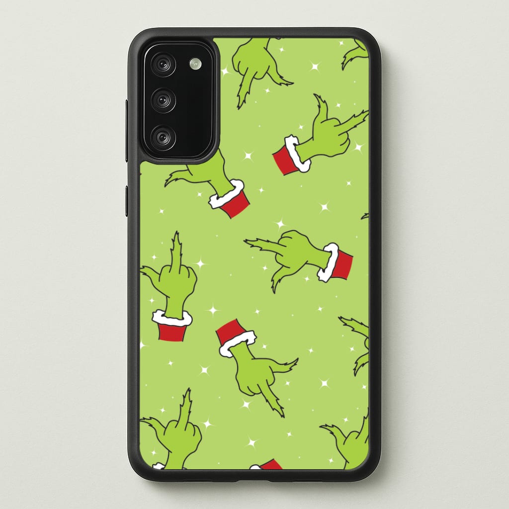 Green Middle Finger Christmas Pattern Phone Case - Galaxy S20FE / Standard