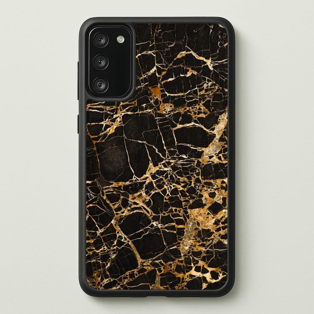 Black & Gold Marble Pattern Phone Case - Galaxy S20FE / Standard