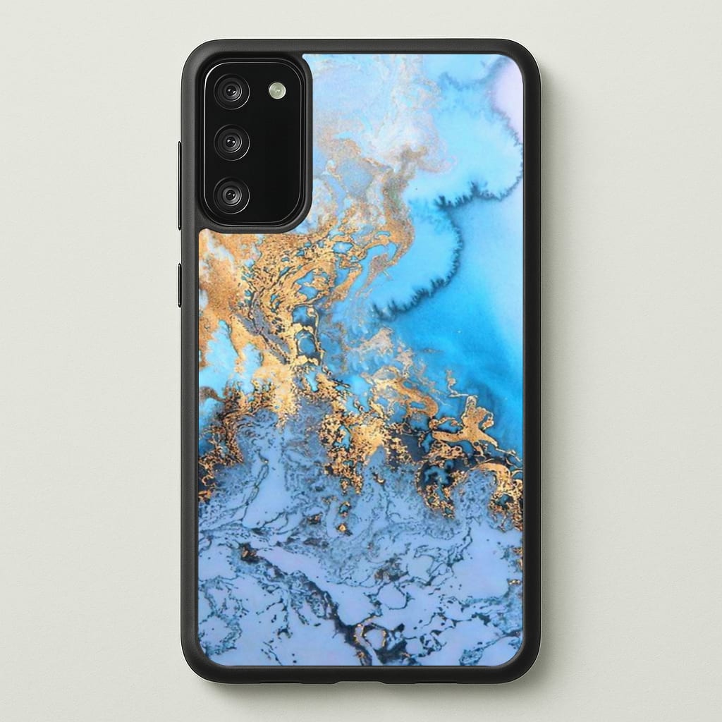 Sea Blue and Gold Marble Phone Case - Galaxy S20FE / Standard