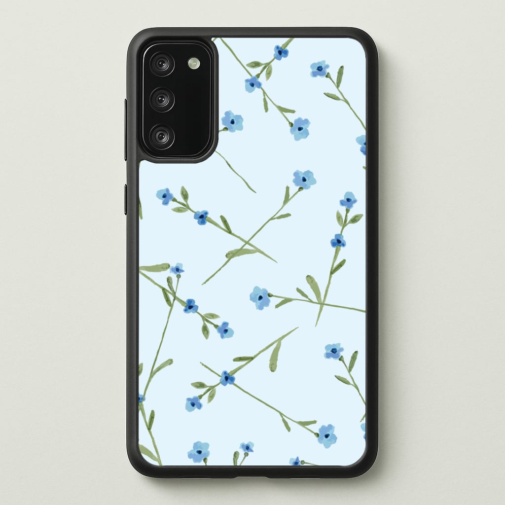 Baby Blue Floral Pattern Phone Case - Galaxy S20FE / Standard