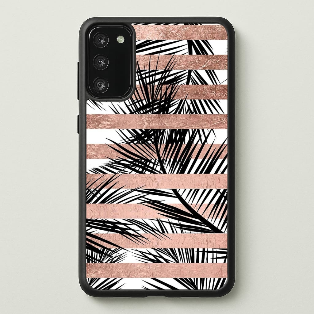 Rose Gold Tropical Palm Leaf Pattern Phone Case - Galaxy S20FE / Standard