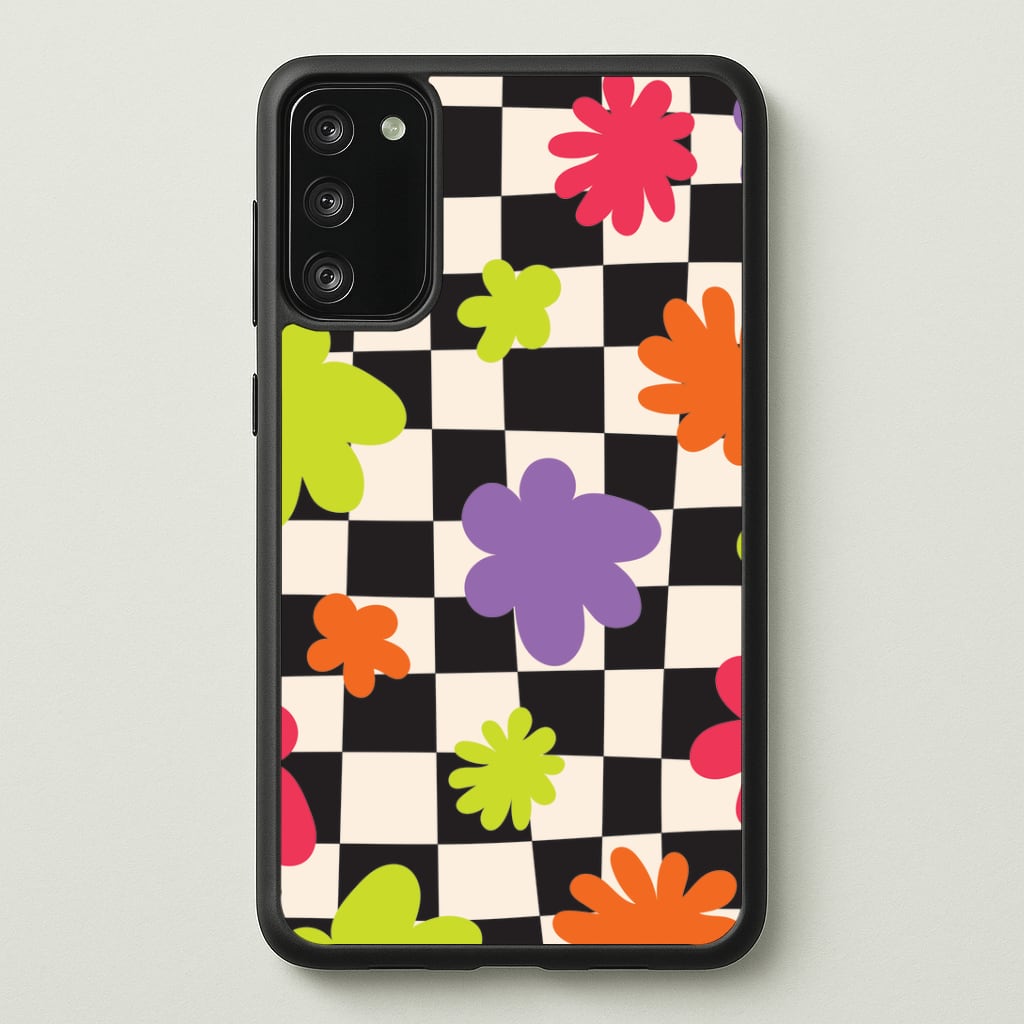 Abstract Flowers Checkered Pattern Phone Case - Galaxy S20FE / Standard