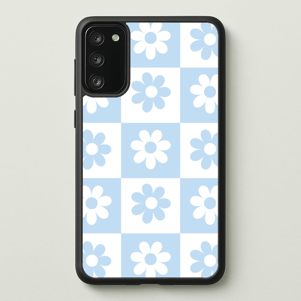 Checkered Flowers Blue Phone Case - Galaxy S20FE / Standard