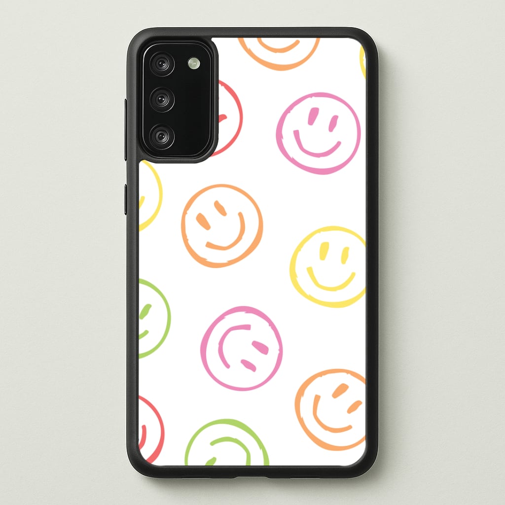 Colourful Sketched Smileys Pattern Phone Case - Galaxy S20FE / Standard