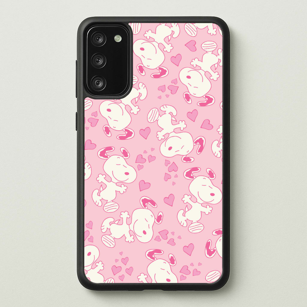 Cartoon Beagle Valentine Hearts Pattern Phone Case - Galaxy S20FE / Standard