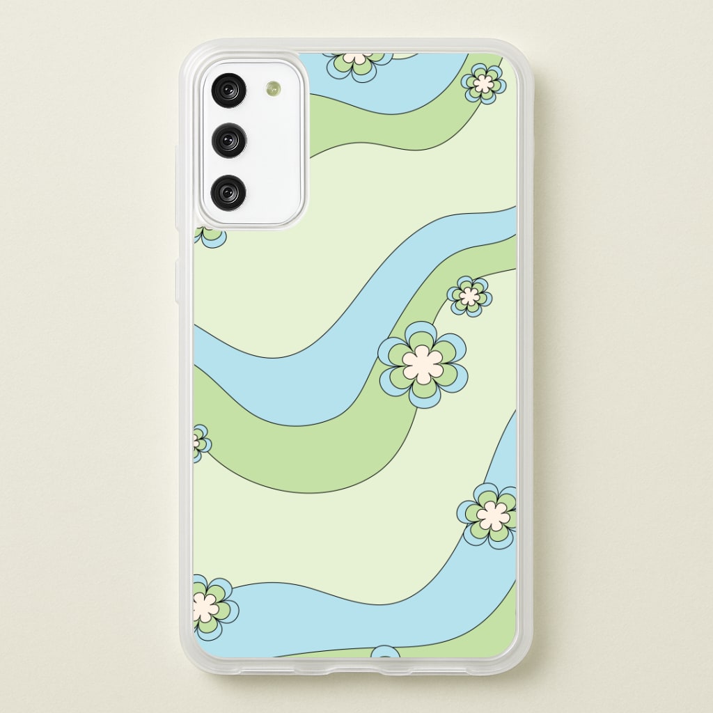 Waves And Flowers Green Retro Pattern Phone Case