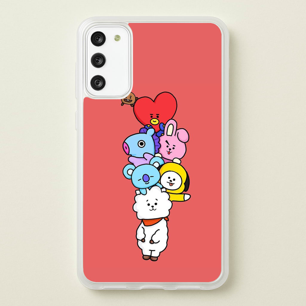 Red BT21 - RJ, Mang, Koya, Chimmy, Cooky, Shooky, Tata - K Pop Phone Case