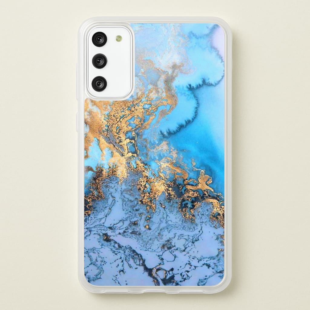 Sea Blue and Gold Marble Phone Case