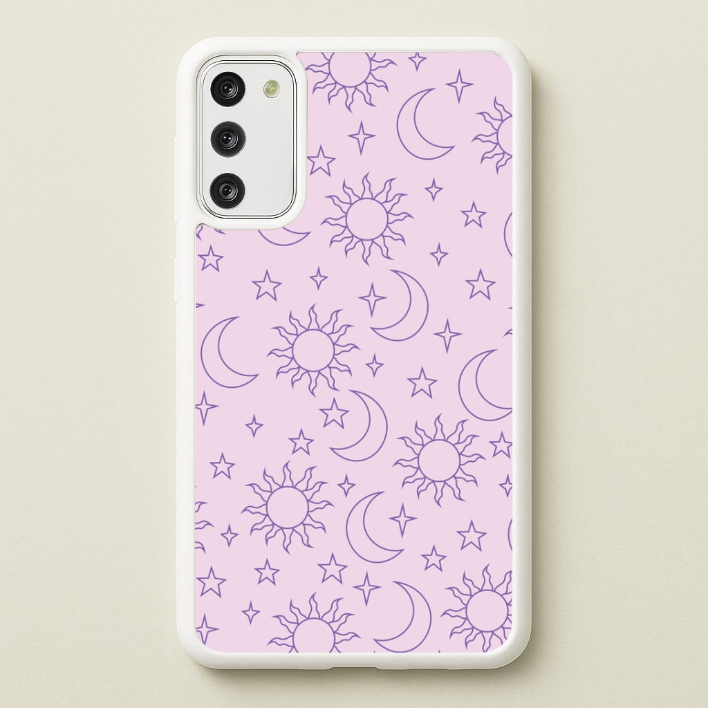 Sun, Moon And Stars Pattern Mauve Phone Case