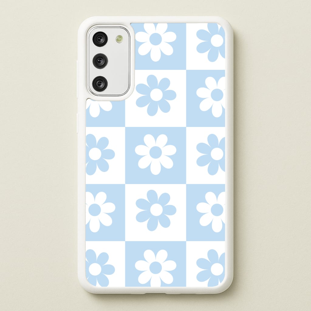 Checkered Flowers Blue Phone Case