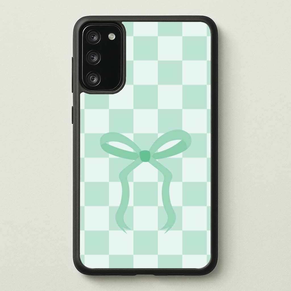 Checkered Coquette Bow Cyan Phone Case