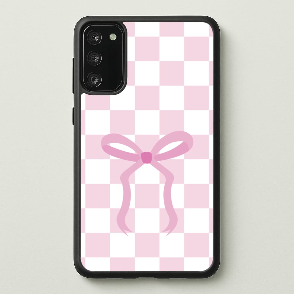 Checkered Coquette Bow Pink Phone Case