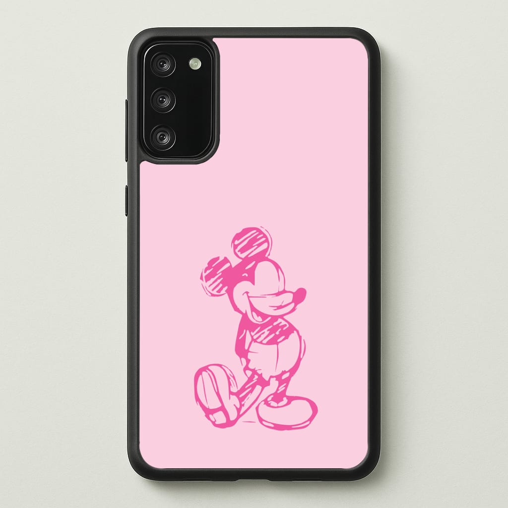 Sketched Mouse Outline Pink Phone Case