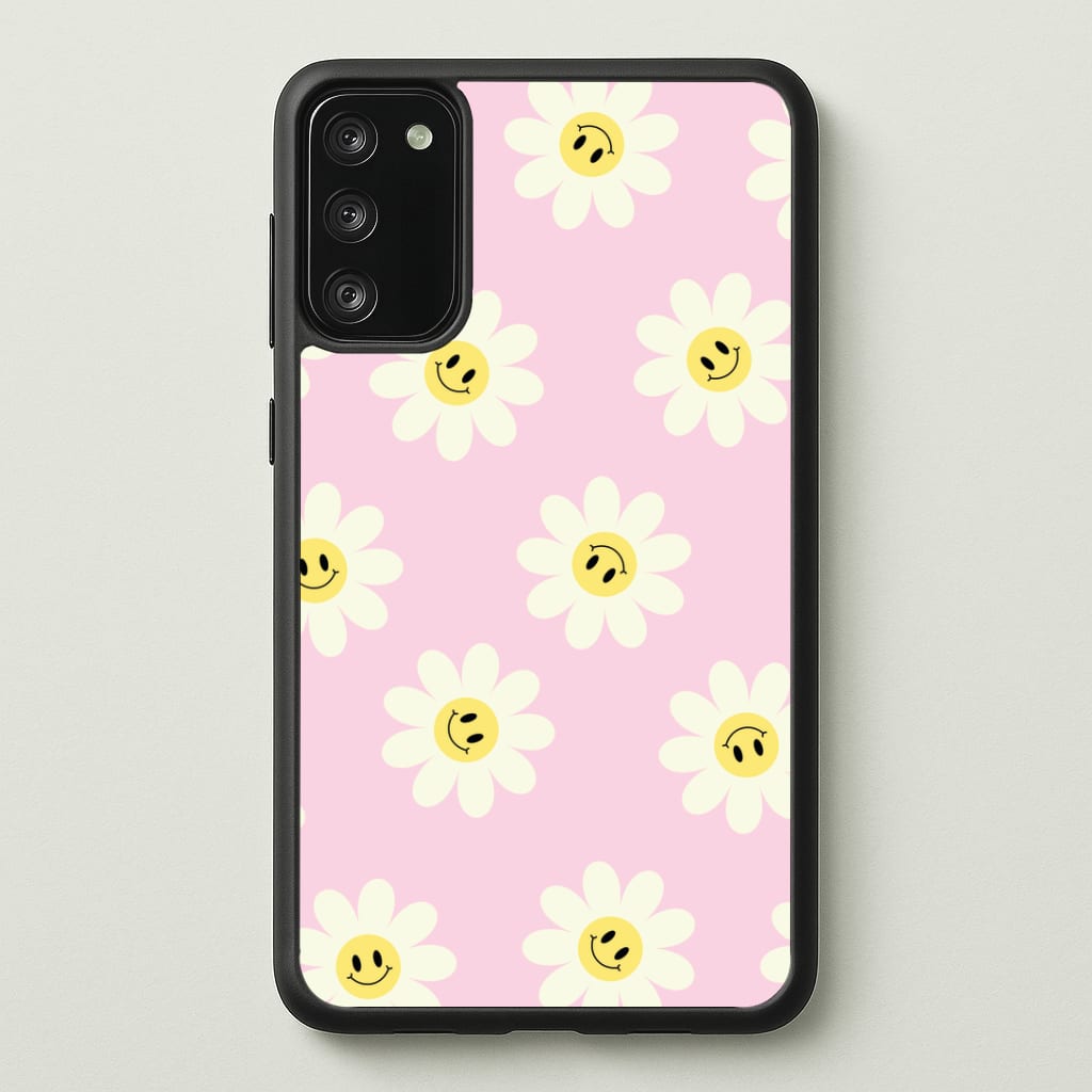 Pastel Pink Smiley Daisies Pattern Phone Case