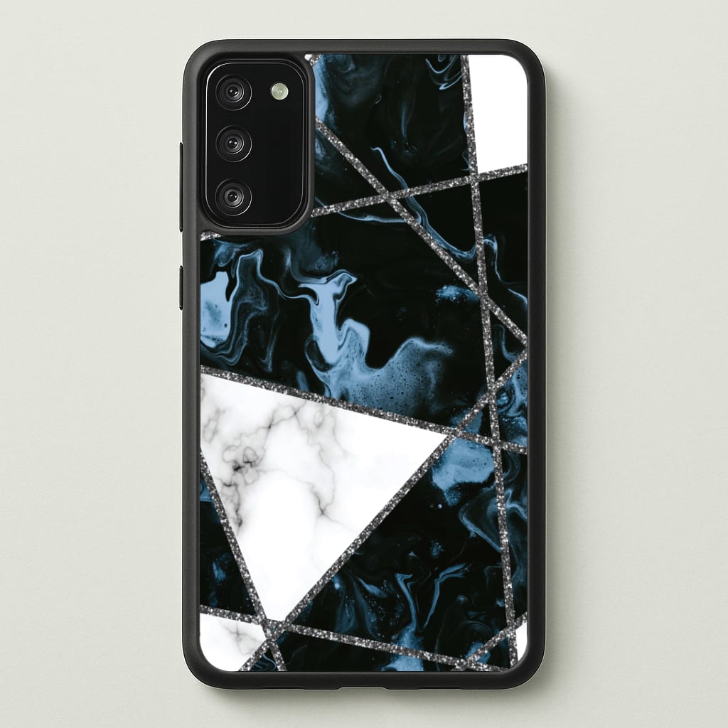 Dark Blue Marble And Silver Collage Phone Case