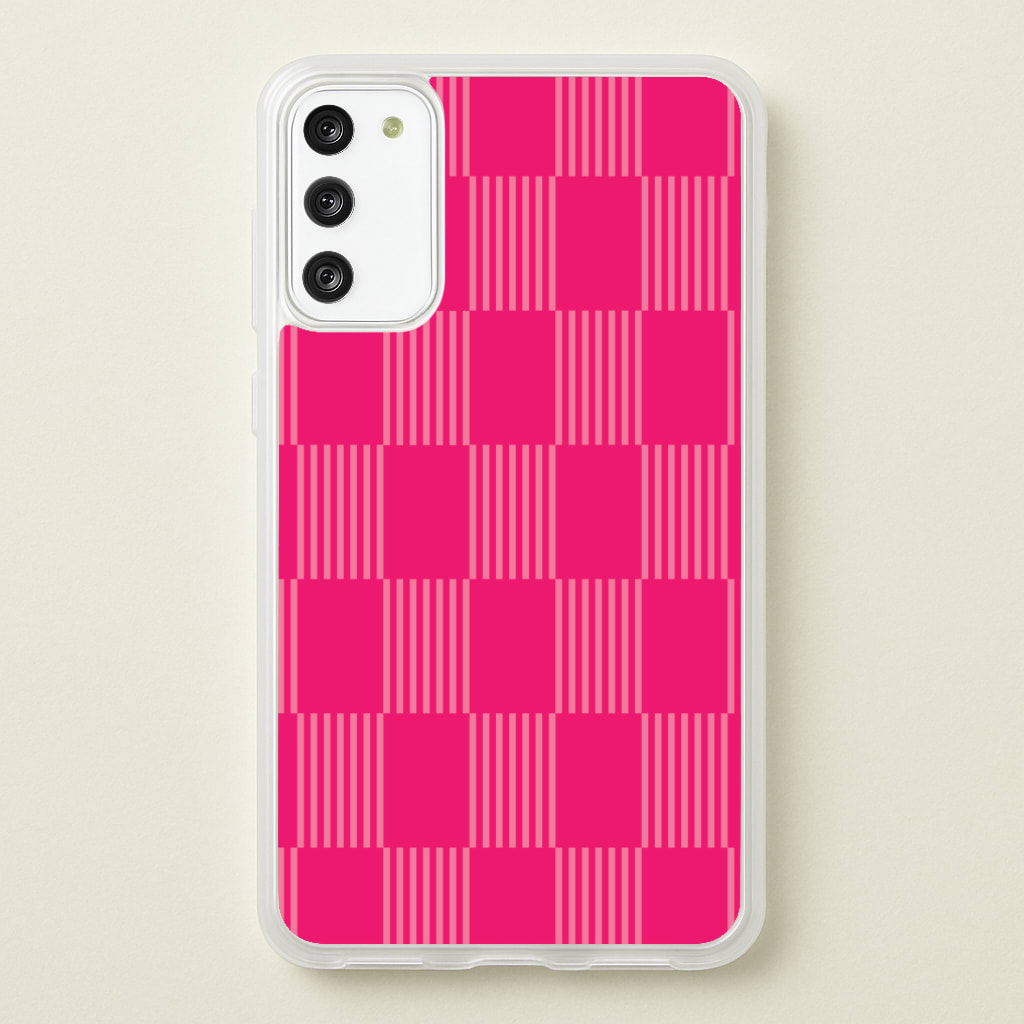 Neon Pink Checkered Abstract Pattern Phone Case