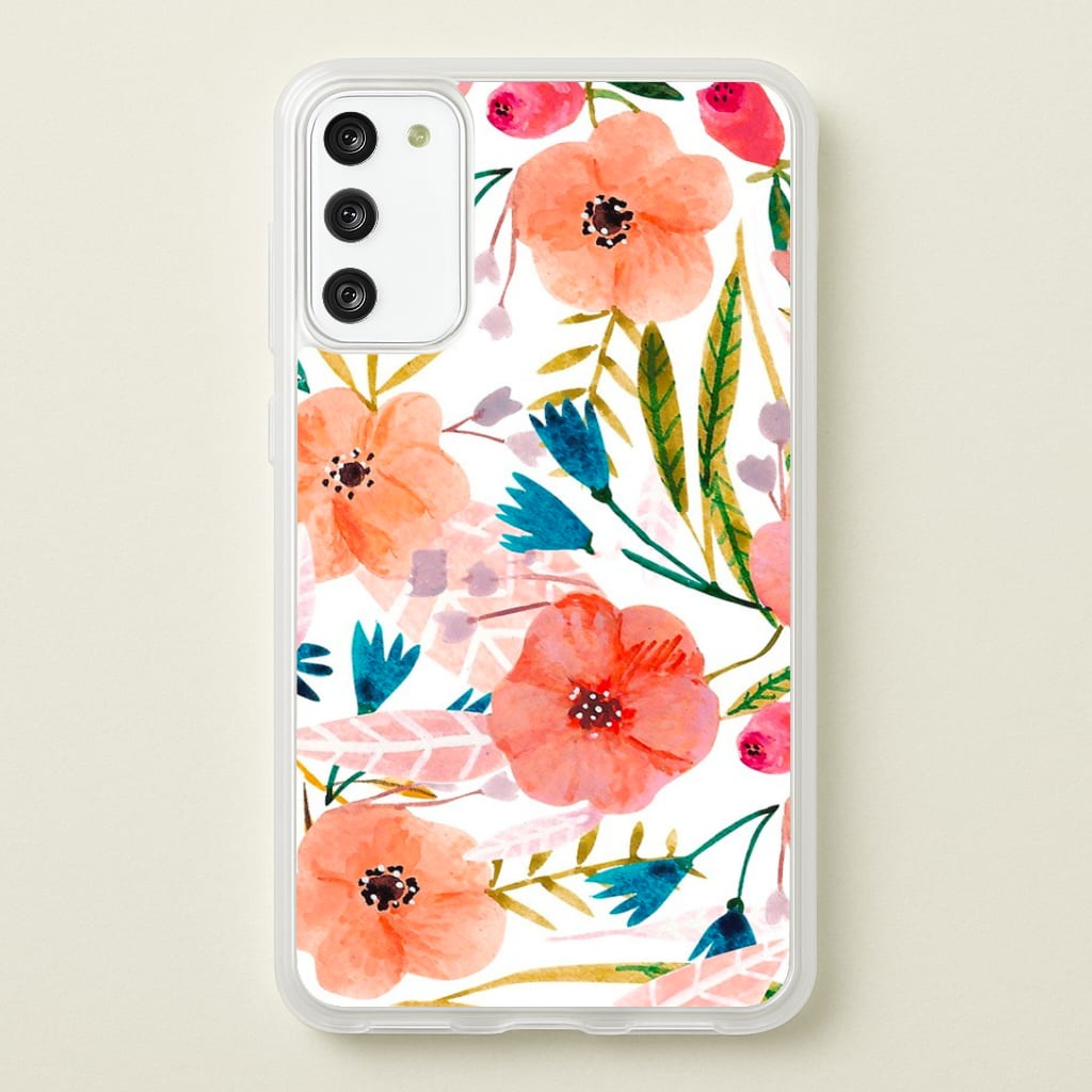 Peach Watercolour Floral Pattern Phone Case