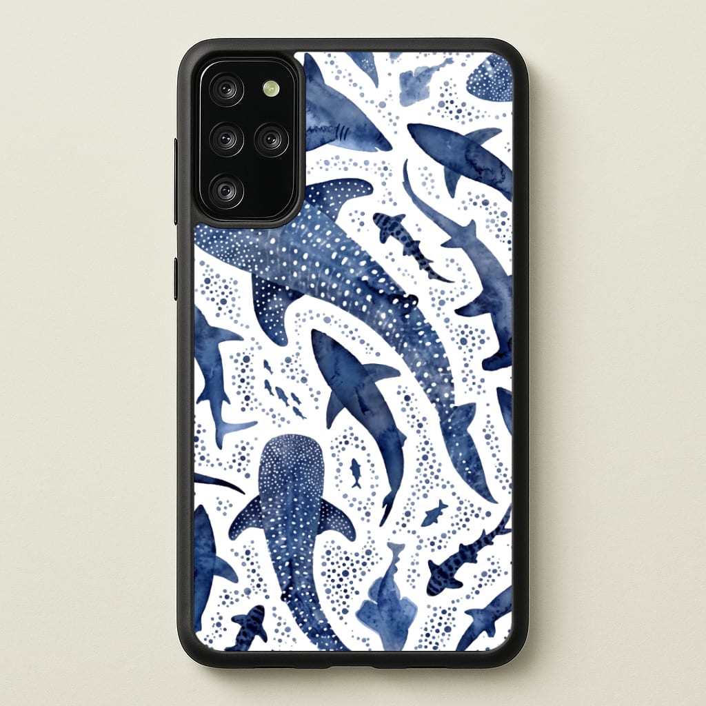 Indigo Watercolour Sharks Phone Case
