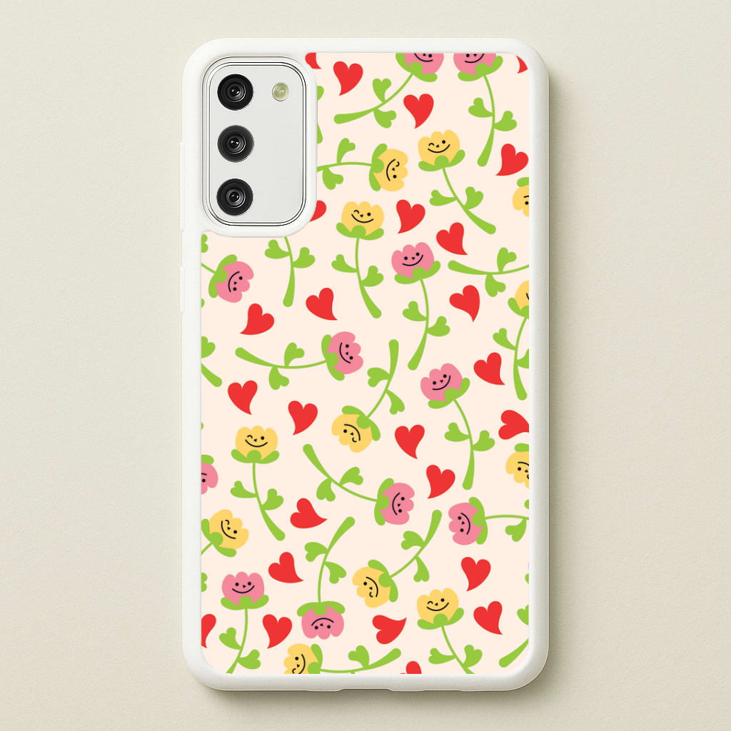 Smiley Tulips And Hearts Pattern Phone Case