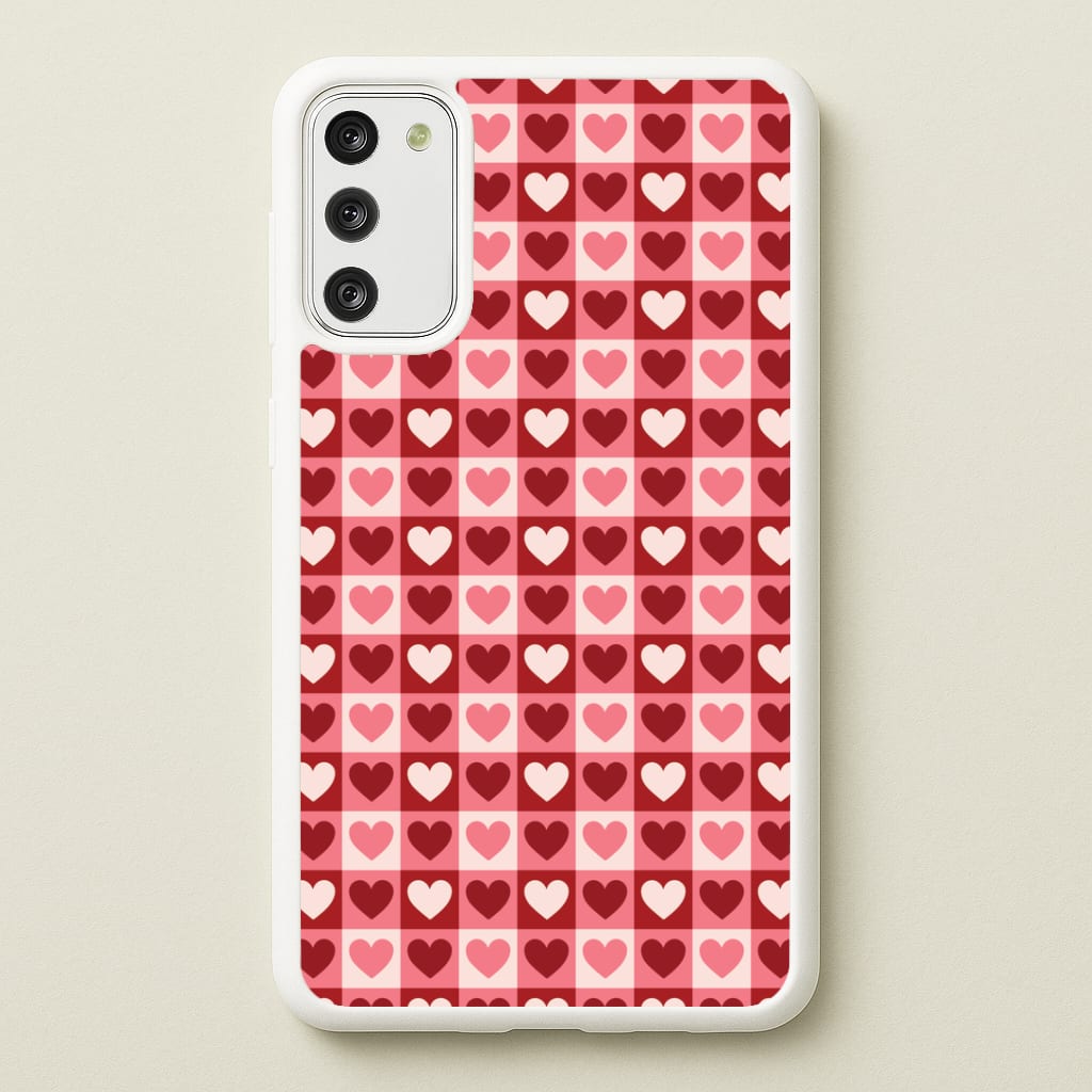 Pink Tartan Love Hearts Pattern Phone Case