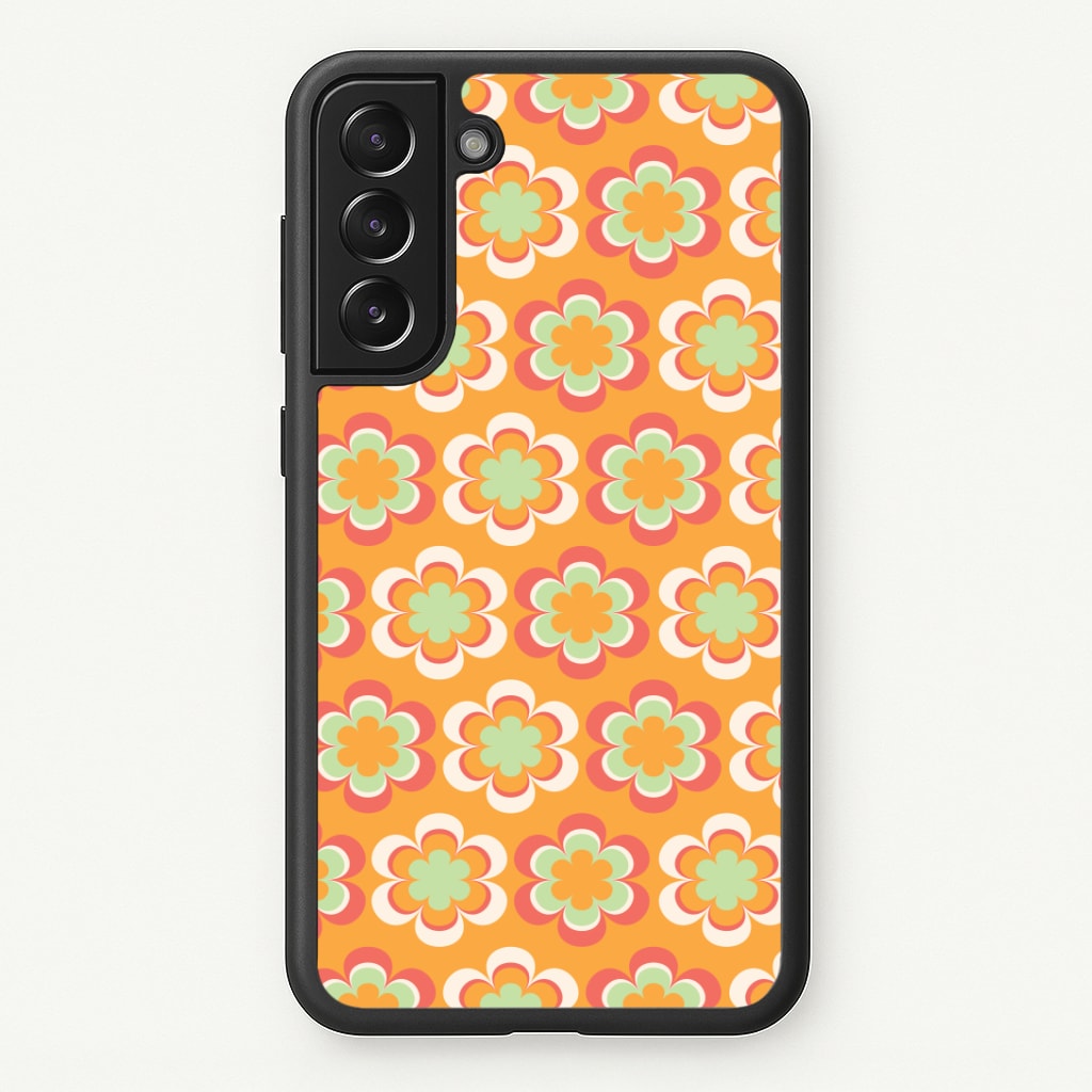 Orange Retro Flowers Pattern Phone Case