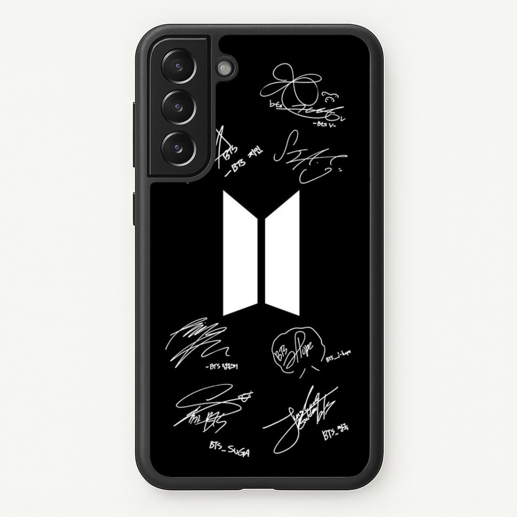 Black K-Pop Band Logo and Signatures Phone Case