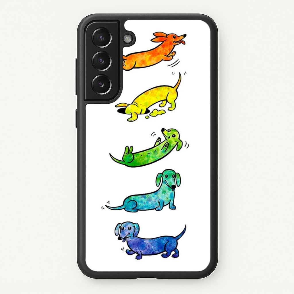 Watercolor Rainbow Dachshunds Phone Case