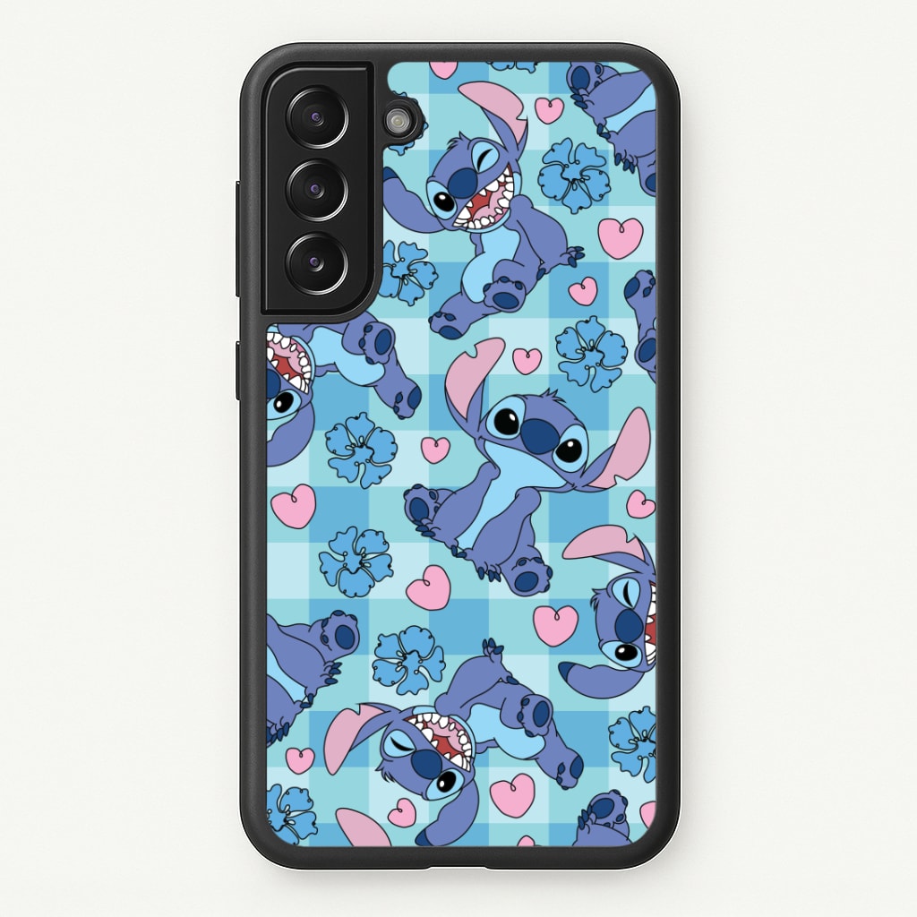 Blue Alien And Hearts Pattern Phone Case