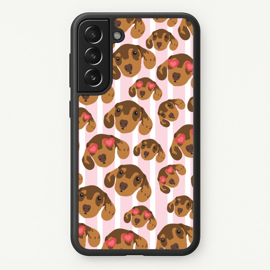 Stripes And Dachshunds Pattern Phone Case