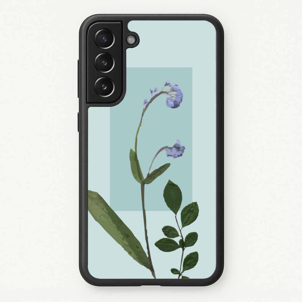 Abstract Blue Pressed Flower Phone Case