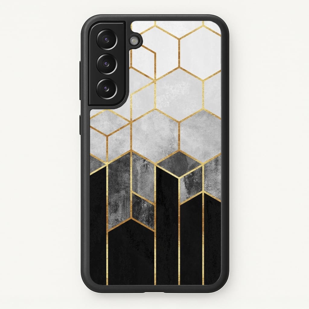 Black White & Gold Honeycomb Pattern Phone Case