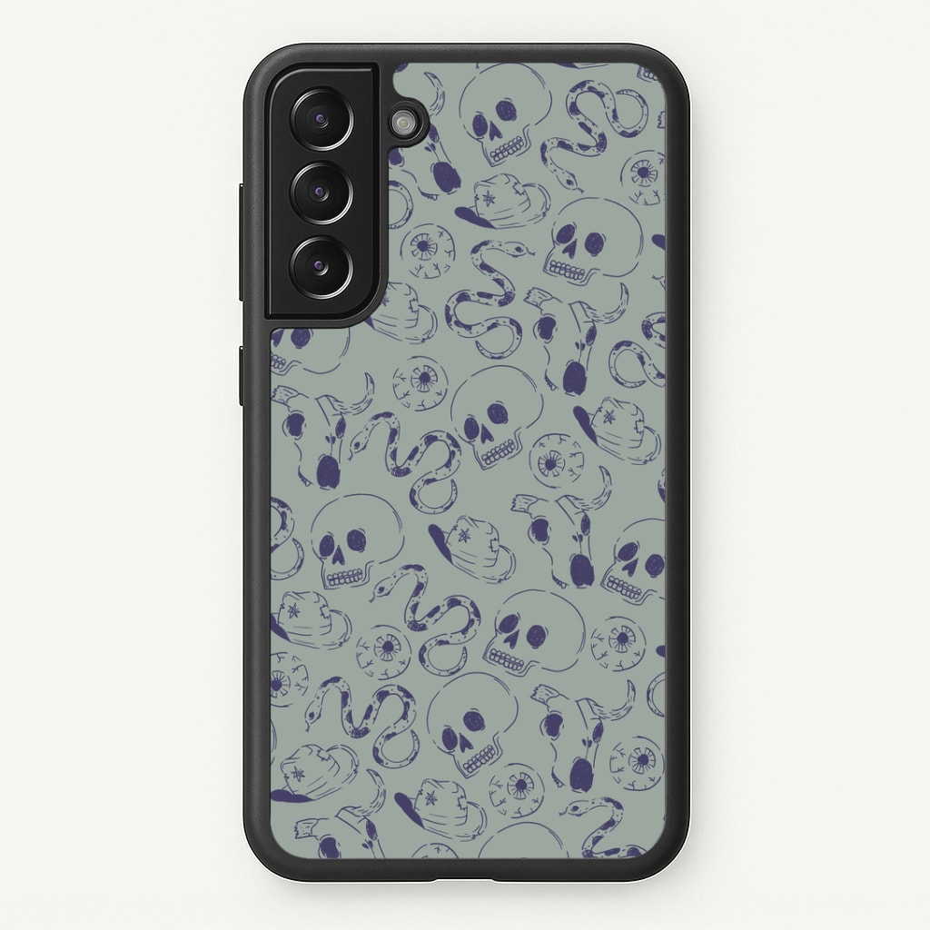 Blue Snakes And Skulls - Western Phone Case