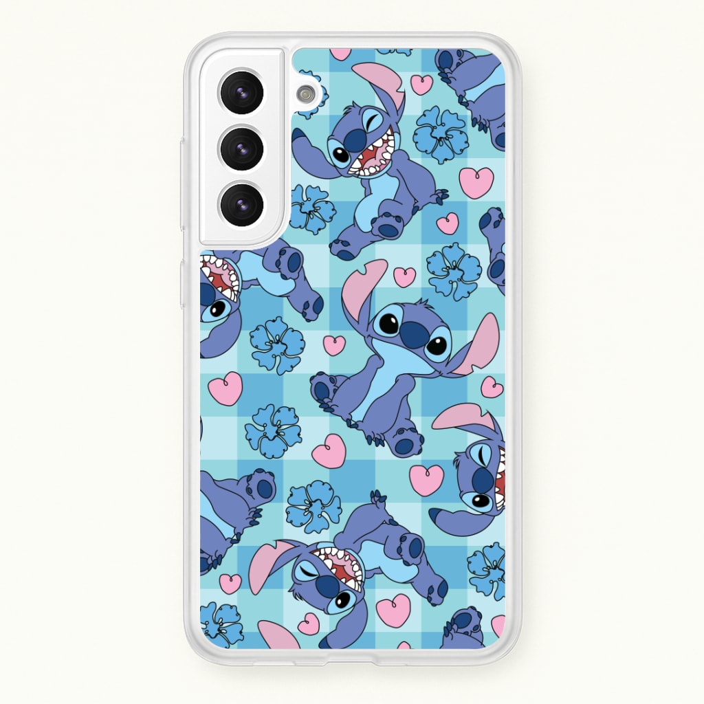 Blue Alien And Hearts Pattern Phone Case