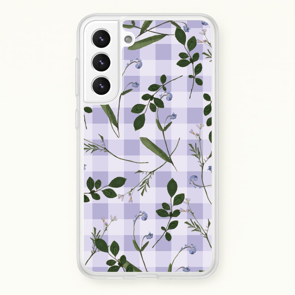 Checkered Pressed Flowers Pattern Phone Case