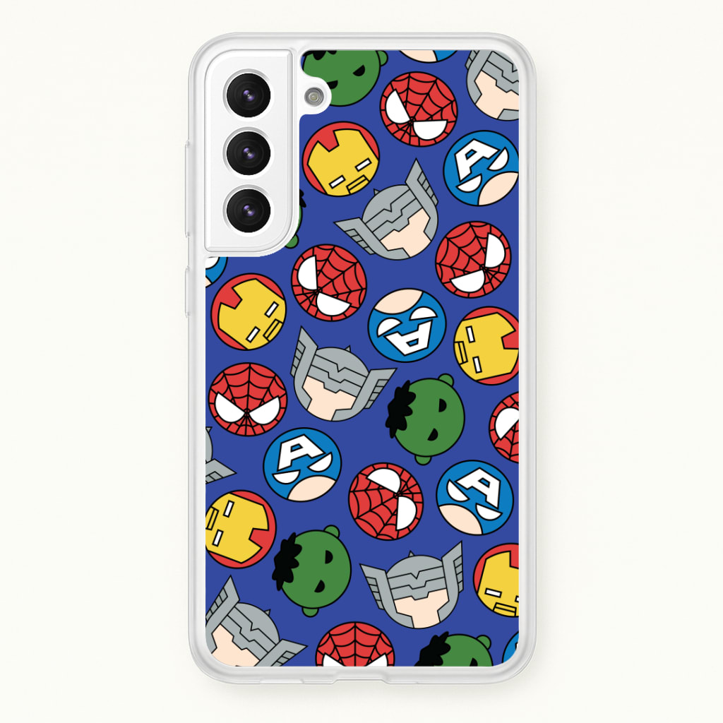 Cute Chibi Heroes Pattern Blue Phone Case