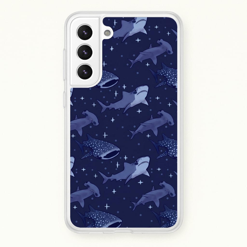 Navy Shark Pattern Phone Case
