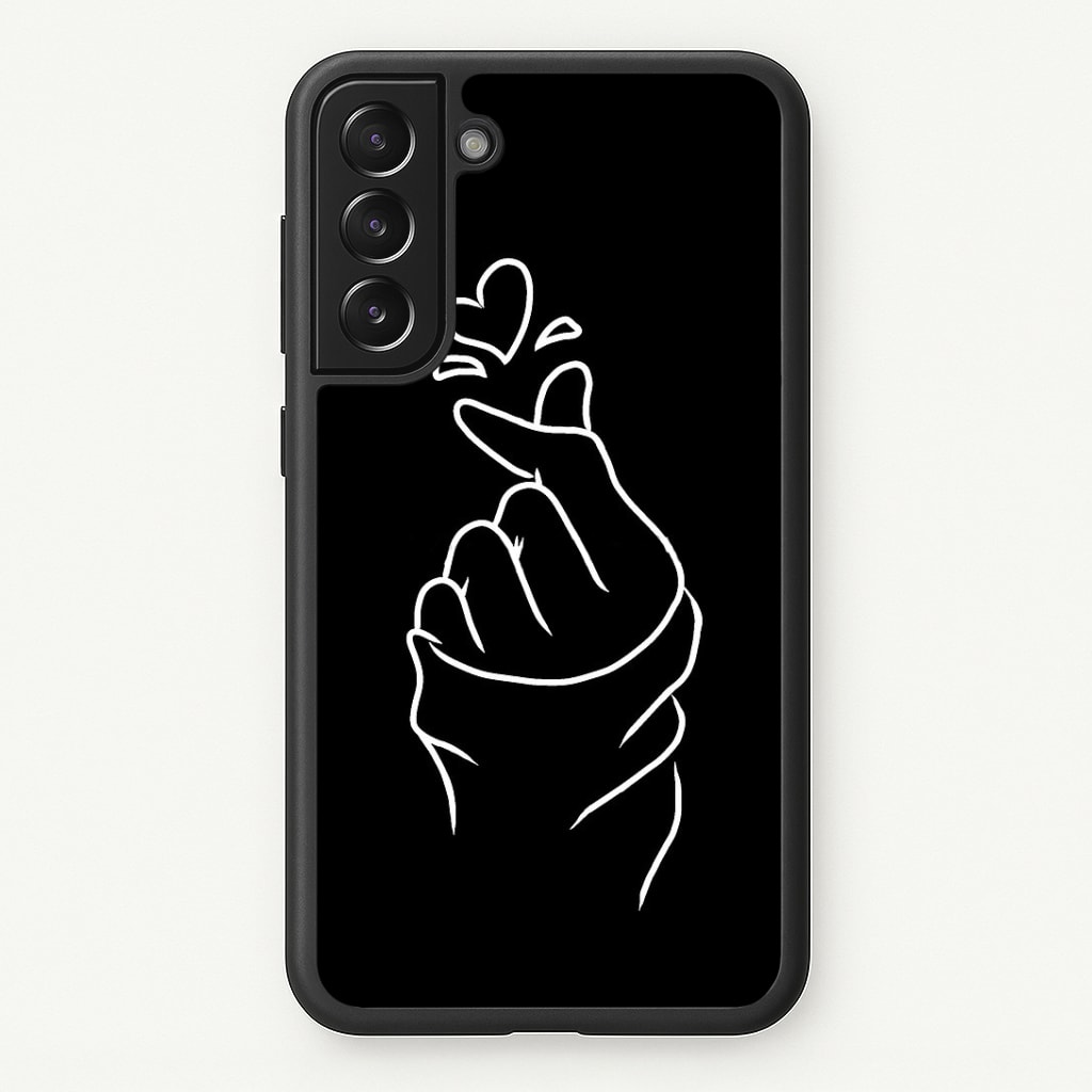 Cute Heart Finger Snap Black Phone Case