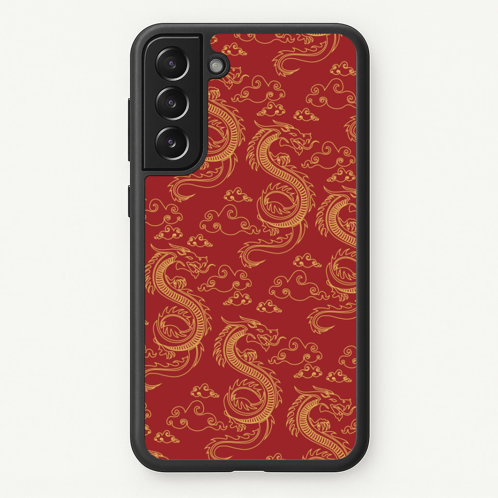 Red And Gold Dragon Pattern Phone Case