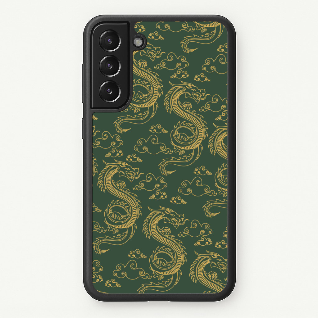 Green And Gold Dragon Pattern Phone Case