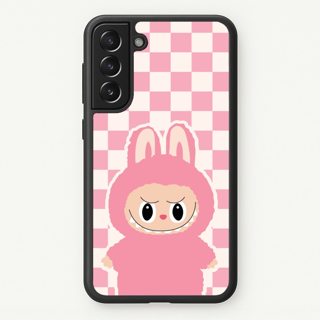 Checkered Cute Pink Monster Phone Case
