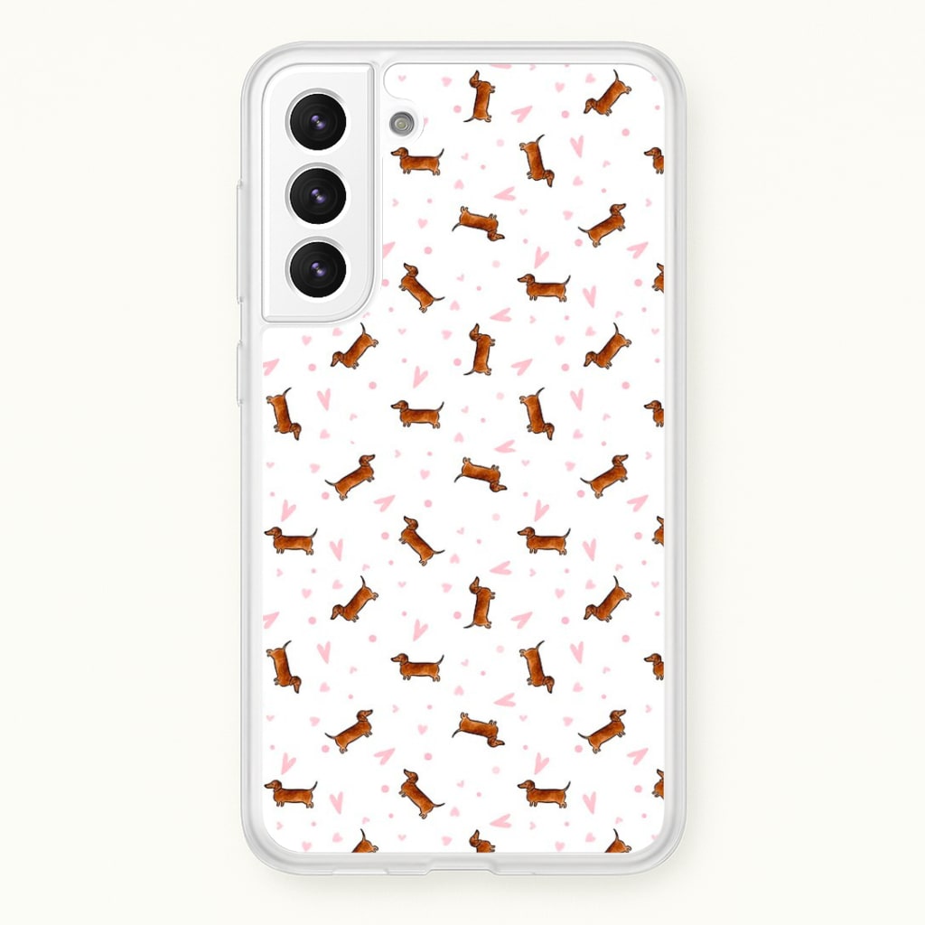 Dachshund Pattern - White Phone Case