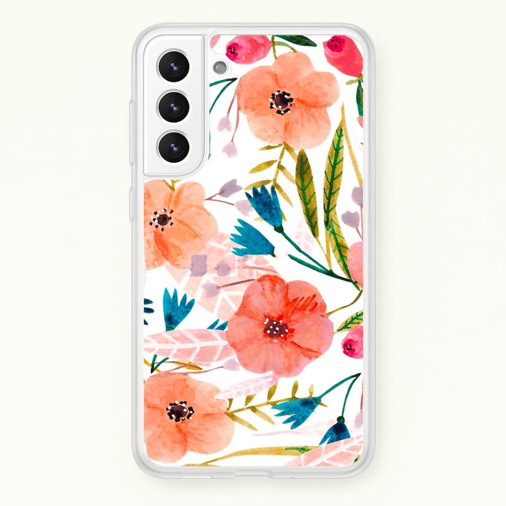 Peach Watercolour Floral Pattern Phone Case
